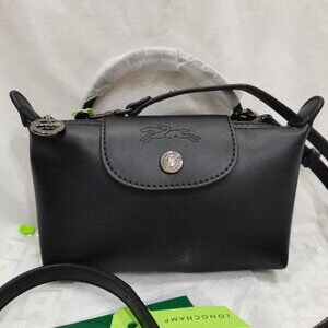 Black Longchamp Le Pliage Leather Mini Bag